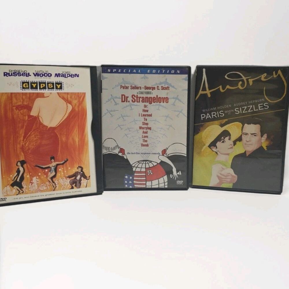 Classic Movie DVD Lot of 3 Gypsy Dr Strangelove Paris When It Sizzles Audrey